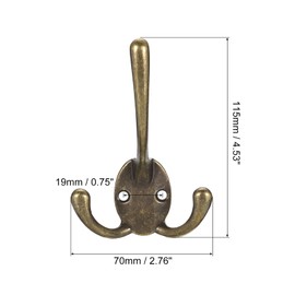 sourcing map Wall Hooks, 7Pcs - Zinc Alloy Three Prong Retro Coat Hook, Wall Mounted Hooks for Hanging Towel Clothes Backpack Scarf Hat (Bronze)