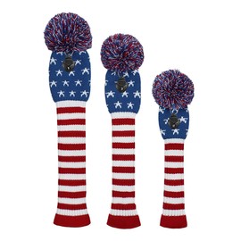 Knitted Pom Pom Golf Headwear Set for Driver Wood, Fairway and Utilities, Driver Headcases, Wooden Headcases, Other Club Headcovers