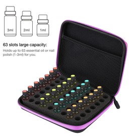Acouto 63 Slots Essential Oil Storage Carrying Case, Portable Aromatherapy Essential Oil Bag Box Nail Polish Holders, for Fragrance Oils, Nail Polish 1ML 2ML 3ML ()