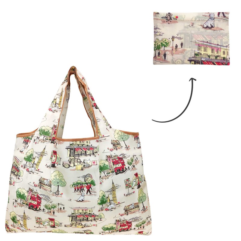 allydrew Large Foldable Tote Nylon Reusable Grocery Bag, London