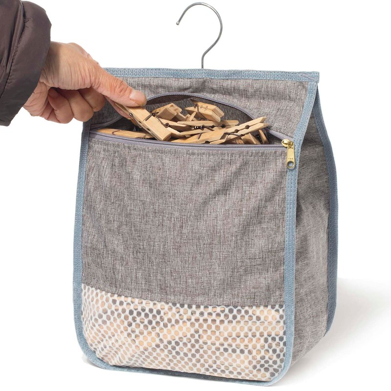 Laundry Clothespin Bag for Clothesline Outdoor, Clothes pin Bag with