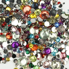 1000pcs 2mm-5mm or Mixed Size Resin Rhinestones 20 Colours Diamantes (4mm, Mixed)