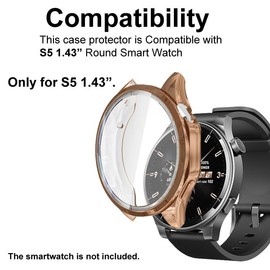 smaate compatible with TOZO S5 1.43” Round Smartwatch, TPU Cases with Screen Protector, 9H