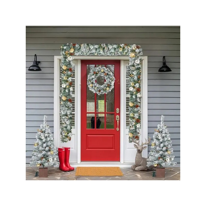Pre-Lit 4 Piece Holiday Christmas Set Warm White LED Lights