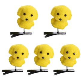 PURPLELILY 3D Animal Hair Pin Set Of 5 For Girl Festival Cute Cartoon Chicken Side Clip Adult Kids Family Gathering Party Hair Clip Cartoon Hairpin For Casual And Party, Little yellow dog ha