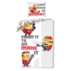 Halantex Minions We Make It Bed Set – Duvet Cover 140 x 200 cm with Pillowcase 70 x 90 cm – 100% Polyester Multi-Coloured