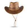 HADZAM Elephant Skin Themed Australian Style Leather Cowboy hat Shapeable