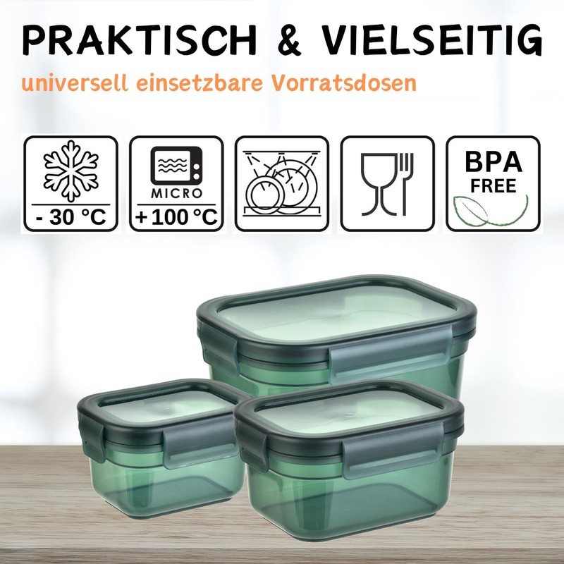 Engelland - Set of 3 Storage Jars with Lids, Airtight,