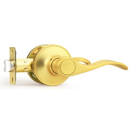Probrico Interior Door Handle Passage Door Handle Lever Gold Door Handle Lever for Hallway Closet Door Handles Interior Reversible, 1 Pack