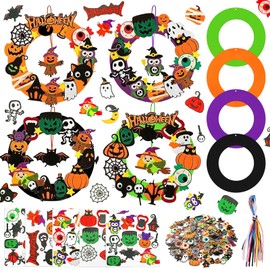 Halloween Wreath Craft for Kids - 8 Pack DIY Foam Rings