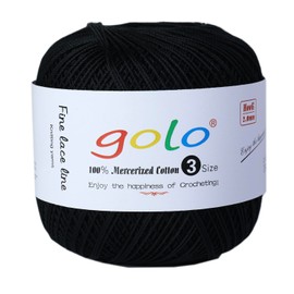 golo Crochet Thread Size 3 Yarn for Hand Knitting Crochet Yarn for Crocheting Black Yarn 901