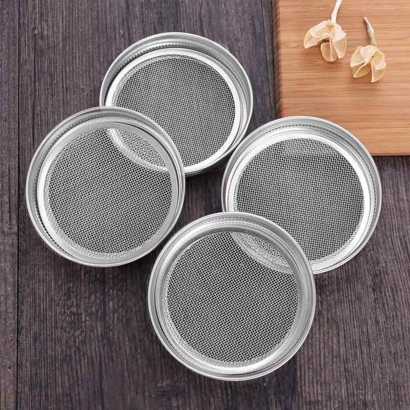 ProLeo 4 Pieces Stainless Steel Sprout Jar Lid Kit for