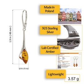 Sterling Silver and Baltic Honey Amber Dangling Earrings"Angela"