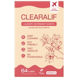 CLEARALIF Laundry Detergent Sheets, Magnolia, 64 Load, CLEARALIF Laundry Detergent Strips Eco Friendly & Hypoallergenic
