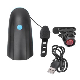 USB Charging Bike Headlight with 120DB Loud Horn Bicycle Light for Night Cycling Equipment Accessory(Blue Precious Stone Lamp )