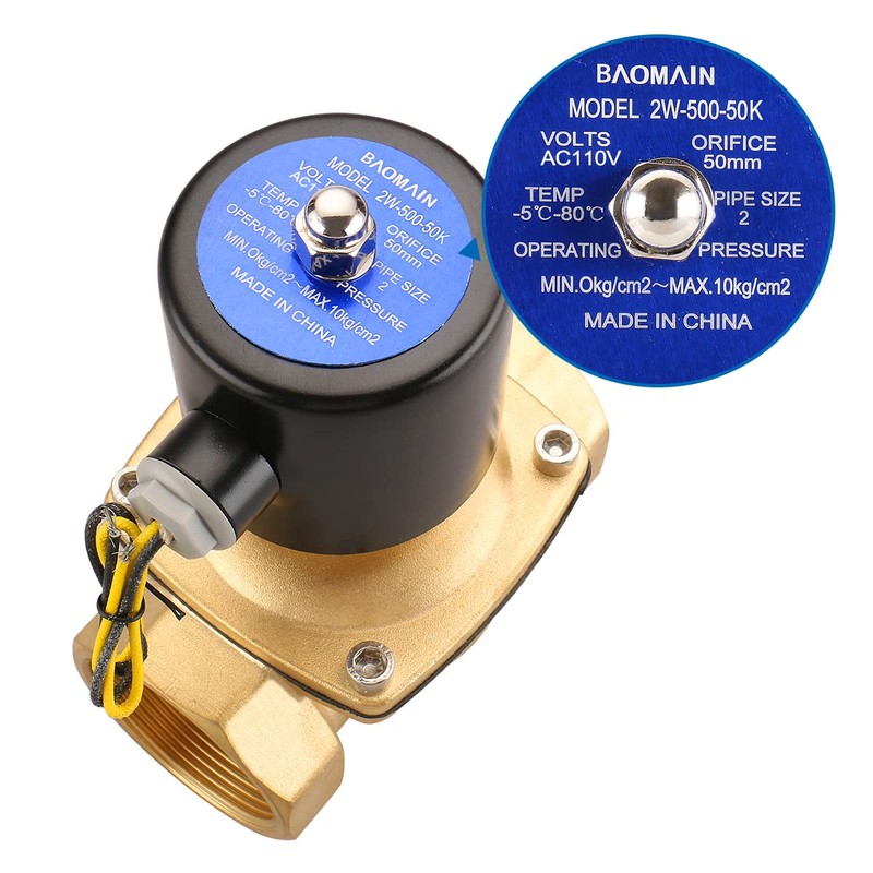 Baomain Pneumatic 2 Inch Normally Open 2 Way Brass Electric
