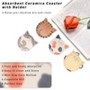 Drink Coasters with Holder, Absorbent Coaster Sets of 4, Cat