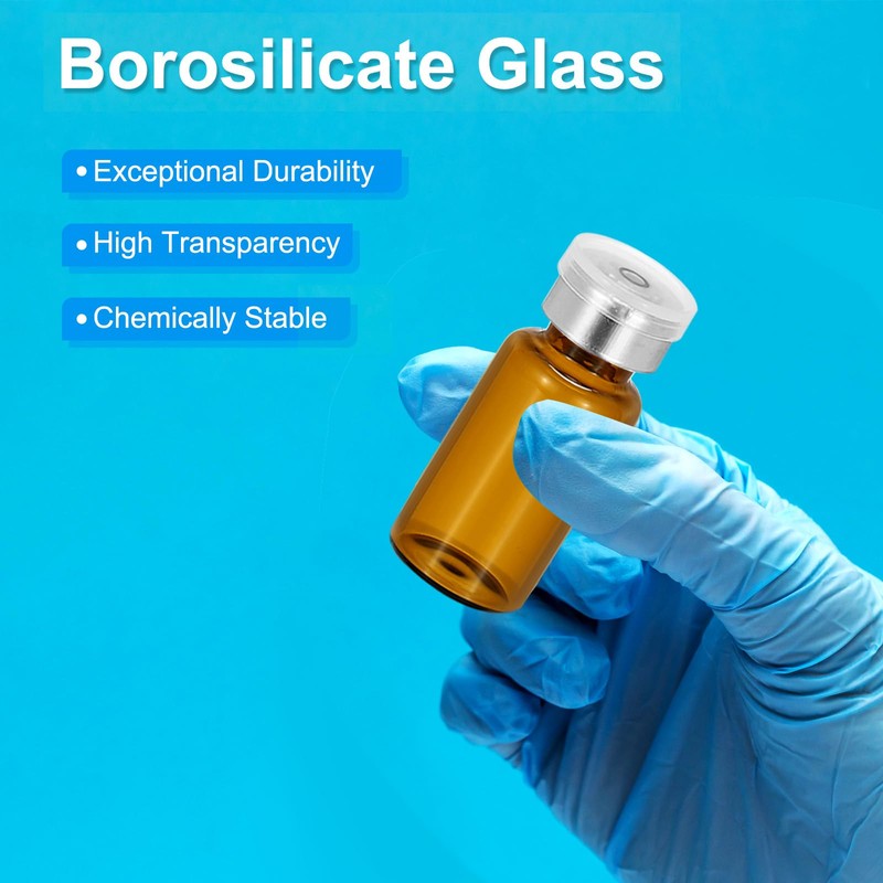 PATIKIL 12pcs 2ml Amber Borosilicate Glass Sample Vials with Aluminum