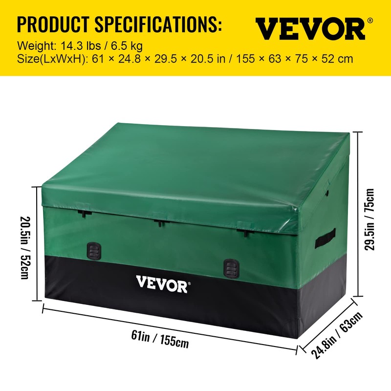 VEVOR Outdoor Storage Box, 150 Gallon Waterproof PE Tarpaulin Deck