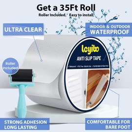 Leyibo Anti Slip Tape Clear Waterproof Outdoor/Indoor, 3" x 35Ft Non Slip Traction Grip Tape for Bathtubs, Boats, Stairs, Pools, Transparent, Soft, Comfortable for Bare Feet (3" X 35')