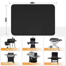 Amerbro Grill Mats for Outdoor Grill Accessories Compatible with Blackstone Griddle 28in, Weber, Royal Gourmet, Fireproof BBQ Mats for Charcoal, Gas Grills to Protect Patio and Deck, 30x48in