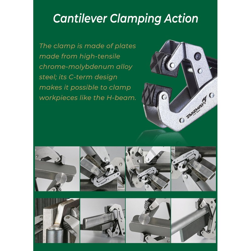 TAKEWAY Clamp with T-Handle, Deep Throat Welding and Fabricating, Multi-Purpose