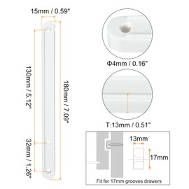 QUARKZMAN Drawer Runners, 6 Pieces 180 mm - Plastic Drawer Runners, Side Mounted Grooved Guide Rails for Drawers of Cupboards, Bedside Tables (White)