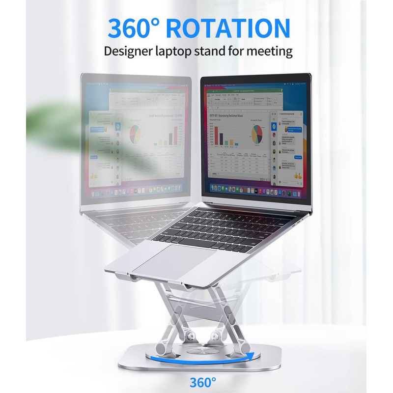 AOEVI Adjustable Laptop Stand with 360 Rotating Base, Stable Computer