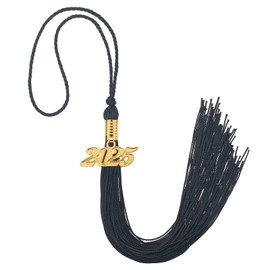 GHGMAO 2025 Graduation Tassel, Black Tassel with 2025 Year Gold Date Charms, Academic Graduation Cap Tassels for Student, Grads Party Decorations