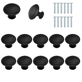 Parastar 12 PCS Cabinet Knobs Black Round Furniture Knobs Drawer Knobs with 12 Screws Round Drawer Handles Cupboard Handles Drawer Handles Cupboard Knobs for Drawer Wardrobe Cupboard Door