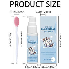 Bavooty Cat Acne Cream, Cat Acne Chin Care Set, Gently Removes Cat Chin Blackheads, Equipped with Cat Acne Cleaning Brush, Nourishes Cat Chin Softness and Freshness, 30 ml