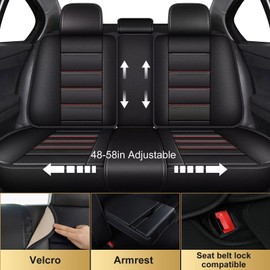 IKABEVEM Car Seat Covers Full Set Fit for Hyundai Santa Cruz 2022 2024 2025: 5 Seat Auto Interior Accessories, Waterproof Faux Leather Vehical Car Seat Cushion Covers(Black&Redline)