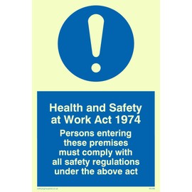 Viking Signs mv299-a6p-p" Health and Safety Work ACT 5014 cm Sign, Semi-Rigid Photo Luminous Numbers Plastic, 150 mm H x 100 mm W