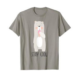 Stay Cool Polar Bear Eating Ice Cream T-Shirt T-Shirt for Men Women Girls Kids