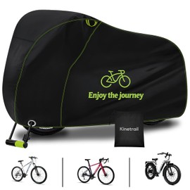 Bike Cover for 1 Bike Waterproof Outdoor, Ebike Cover Rain Sun UV Dust Wind Proof, Bicycle Covers Outdoor Storage with Lock Hole for Electric Bike Mountain Road Bikes