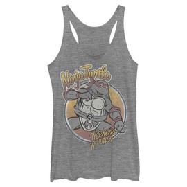 Nickelodeon Teenage Mutant Ninja Turtle Warrior Women's Racerback Tank Top, Gray Heather, Large