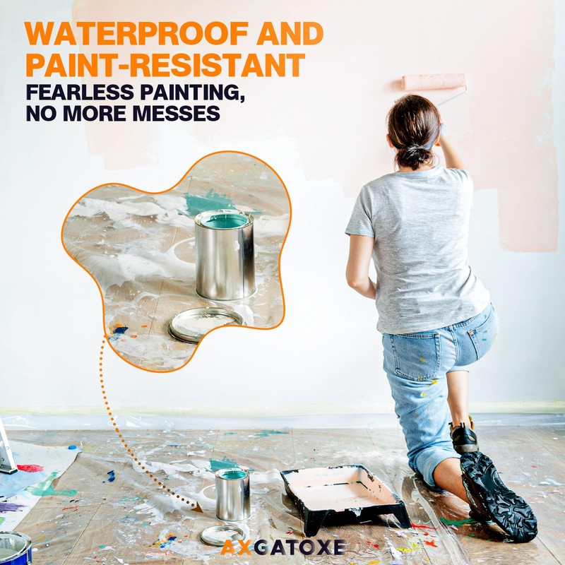 Axgatoxe 12 x 9 Ft Plastic Drop Cloths for Painting