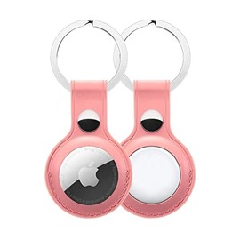 Ecoshopmaster Funda Case Llavero Protector para Airtag Tipo Piel Antiperdidas para Airtags (Rosa/Vista Doble)