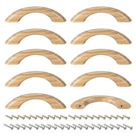 sourcing map Wood Pull Handles, 10pcs 64mm/2.52" Hole Distance Wooden Drawer Unfinished Knobs Pulls for Kitchen Furniture Drawer Wardrobe Cupboard