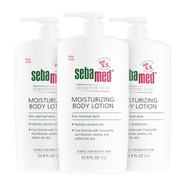 SEBAMED Moisturizing Body Lotion pH 5.5 for Sensitive Skin Dermatologist Recommended Paraben-Free Moisturizer 33.8 Fluid oz (1 Liter) Pack of 3
