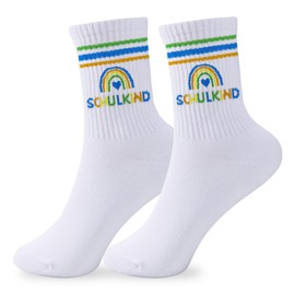Schulkind Socks 2025, School Gift Socks Boys Girls 25-36, Cotton Rainbow School Cone Filling First Day of School Gift Decoration, blue