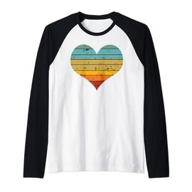retro colorful vintage shaped love sign heart symbol design Raglan Baseball Tee