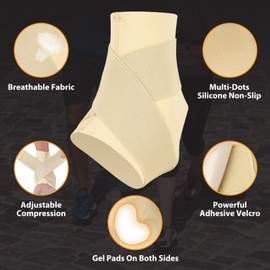 Adjustable Ankle Brace with Compression Straps, Non-Slip Silicone, Gel Pads – Breathable Ankle Sleeve for Sports and Injury Recovery