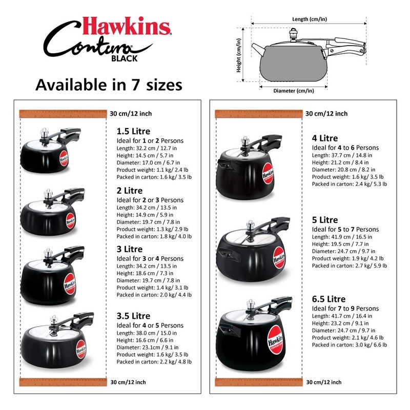 Hawkins CB35 Hard Anodised Pressure Cooker, 3.5-Liter, Contura Black