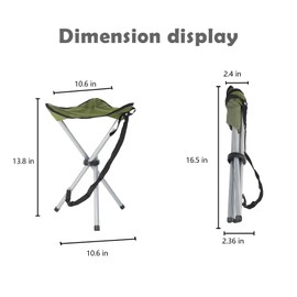 OVINEG Folding Camping Stool,16.14" Folding Camping Chairs,Portable Tripod Seat,Outdoor Travel Tall Chair for Camping Walking Hunting Hiking Fishing Mountaineering Picnic Beach BBQ Garden Lawn(Green)