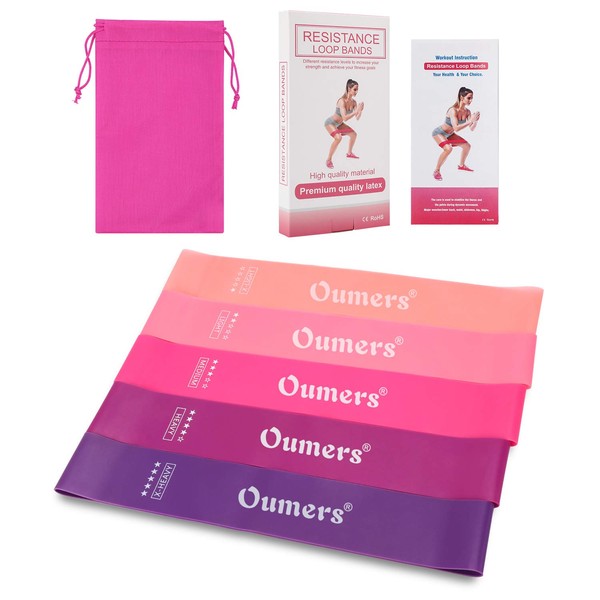 Oumers Resistance Bands Set of 5 Exercise Bands Fitness Bands Perfect for Home Fitness Gym Workouts