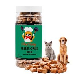Chef Kitty Freeze-Dried Duck Treats for Cats & Dogs – 100% Human Grade, Single Ingredient, High-Protein, Healthy Snack – No Additives or Preservatives – 1.5oz - Inspected & Tested in USA