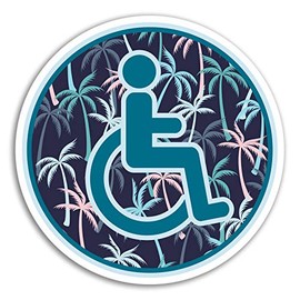2 x 10cm Tropical Surf Disabled Vinyl Stickers - Mobility Badge Sticker #18144 (10cm Wide)