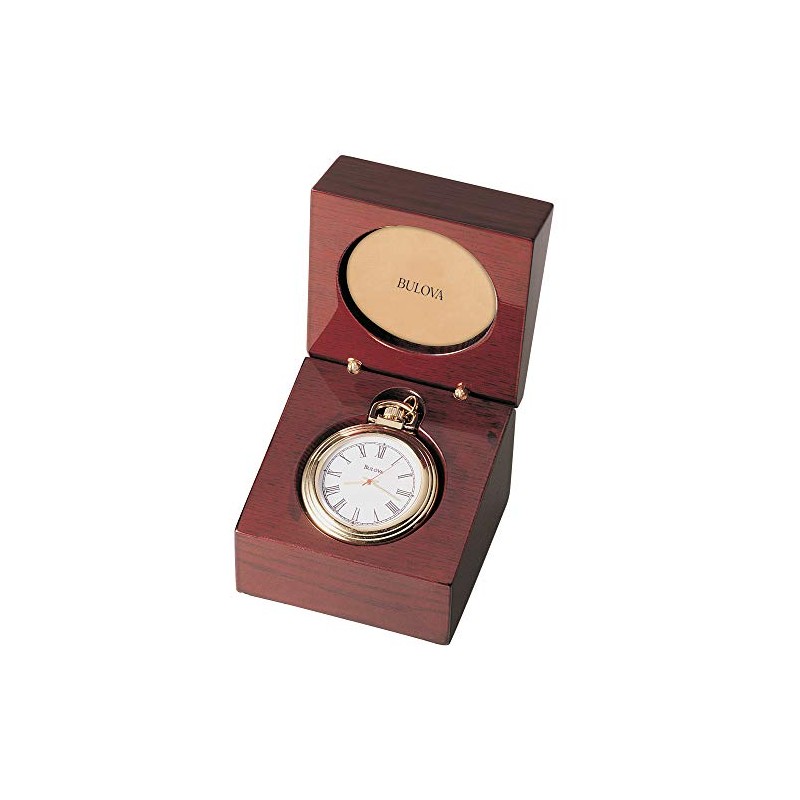 Bulova B2662 Ashton Pocket Watch, Gold-Tone Finish/Mahogany Stain Box