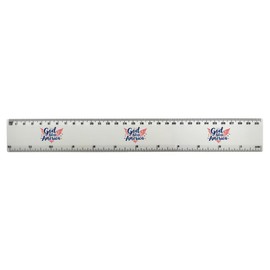 'God Bless America with Stars' 30cm (12 Inch) White Plastic Ruler (RL00089586)